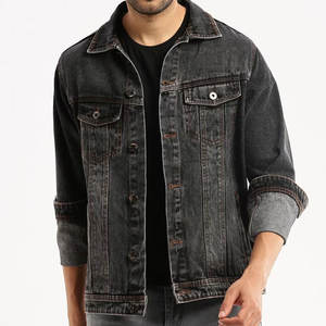 Chaqueta de invierno personalizable para hombre, con cuello levantado, Vaqueros desgastados de primera calidad, 100% algodón, la última chaqueta vaquera de estilo callejero - Product Image 1