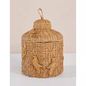 ตะกร้าสานจากหญ้าทะเลแบบยืดหยุ่นพร้อมฝาปิดกรงนกสำหรับห้องเด็กและของตกแต่งบ้านผลิตจากเวียดนาม - Product Image 2