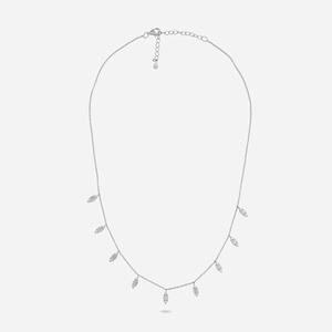 Collier en argent 92,5 plaqué or rose 14 carats, platine et rhodium, orné de diamants, zircon, perle d'eau douce et motif végétal géométrique - Product Image 4