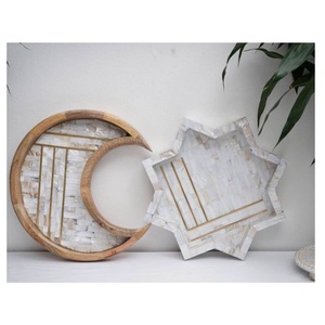 Bandeja decorativa con incrustaciones de fregona de último diseño, bandeja de servicio con incrustaciones de madreperla de estilo árabe para uso de restaurante de Hotel en casa de lujo - Product Image 1