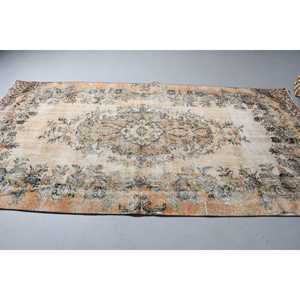 4.8x9.6 ft Vintage Rug, Rug, <b>Brown</b> Polka dot Rug <b>Wool</b> - Product Image 4