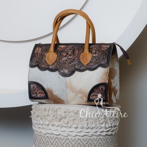 Bolso de mano de cuero genuino para mujer, bolso de mano, bolso occidental, bolso cruzado de piel de vaca, bolso de hombro para ocultar y llevar - Product Image 1