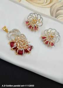 CONJUNTO DE COLLAR COLGANTE DE DIAMANTE AMERICANO DE MODA CON ESTILO DE FLOR Y CLÁSICO CHAPADO EN ORO SIN COLLAR COLGANTE DE CADENA MUJER Y NIÑA - Product Image 5