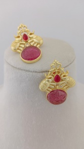 Gajashree Trendy Coin Drop Earrings Set Latón pesado Personalizable Patrón moderno Producto a granel - Product Image 2