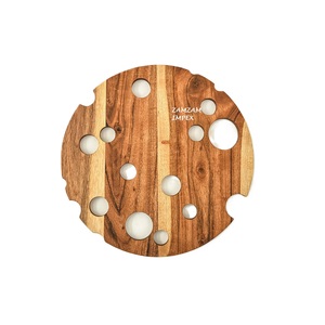 Tabla de cortar de madera de acacia redonda de primera calidad, tabla de cortar de madera dura duradera y apta para alimentos para cocina, queso, preparación de alimentos - Product Image 1