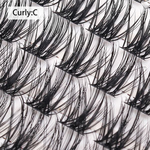 Cils en bande complète Curly C en fibres végétales, fabriqués à la machine, avec bande en coton noir, épaisseurs variées, double face, livre de présentation de cils - Product Image 4