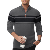 Pull-over chaud d'hiver en polaire Cardigan Pull-over mince à rayures pour hommes Manteau tricoté pour hommes Vêtements d'extérieur pour hommes