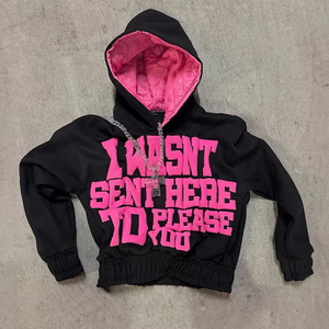 Sudadera con capucha de doble capa con bordado 3D personalizada de alta calidad, sudadera de lana de peso pesado con cintura ajustada sin cuerdas - Product Image 3