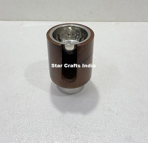 Quemador de Incienso de Madera de Acacia Altamente Pulida con Incrustaciones Metálicas, Porta Carbón y Porta Oud para Decoración Aromática del Hogar y Jardín - Product Image 4