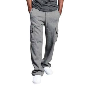 Pantalons de survêtement amples pour hommes sur mesure en gros, jambe droite, taille mi-haute, cordon de serrage, broderie, jogging décontracté, pantalon de haute qualité, pas cher - Product Image 1