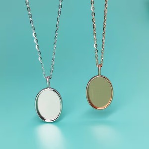 Collar ovalado de Plata de Ley 925 de alta calidad, ajuste de recuerdo, cenizas de leche materna, joyería de resina para el cabello, componente colgante DIY en blanco - Product Image 1