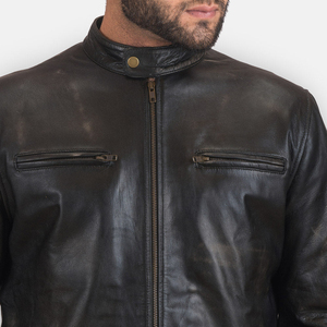Veste en cuir pour homme en gros à bas prix, logo personnalisé, fournisseur OEM, coupe ajustée, vestes de moto, manteaux de motard en vrac, veste pour homme - Product Image 4