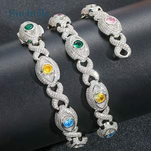 <b>Men's</b> 925 Silver 14K Gold Plated 14mm Moissanite <b>Diamond</b> Eyes Infinity Sign Fancy Color <b>Diamond</b> Necklace Foe <b>Men</b> Gift - Product Image 3