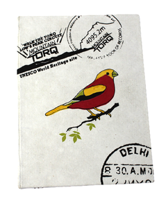 Cuaderno de Papel de Algodón Reciclado Hecho a Mano, con Cubierta Impresa con Diseño de Aves Multicolores, Cuadernos Ecológicos y Únicos, Regalo - Product Image 1