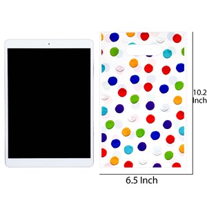 Colorful Polka Dot Eco-Friendly Recyclable Plastic Party Favor <b>Bags</b> with Handles for Kids Birthday Party Supplies - Product Image 3