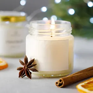 Bocaux à bougies en verre de haute qualité avec couvercles en bois Conteneurs de bougies à surface lisse pour cadeaux en cire de soja Faveurs de fête - Product Image 1