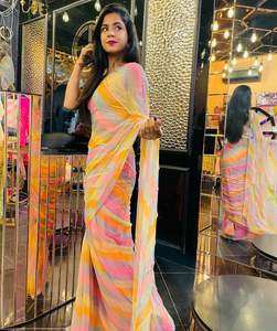 Georgette-Saree de alta calidad para bodas, nueva colección de diseñador exclusivo, suave, con secuencia de trabajo Laheriya, compras en línea - Product Image 4