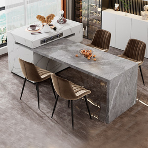 Luxurious Retractable Stone Bedside Table Integrated for Home Living Room Leisure <b>Bar</b> Kitchen Waterproof 2 Drawers 5 <b>Shelves</b> - Product Image 2