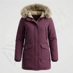 Veste parka pour femme, best-seller, pour la saison d'hiver, mi-longue, à capuche, col en fourrure, confortable, chaude, vêtement thermique d'extérieur - Product Image 1