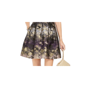 Abito da donna Fit & Flare di Vince Camuto in raso jacquard nero metallizzato, silhouette a trapezio con vita naturale, taglia 10 - Product Image 3