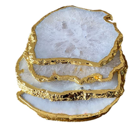 Sous-verres en Agate blanche Offre Spéciale naturelle de meilleure qualité avec pierre argentée ou dorée sous-verres à Quartz