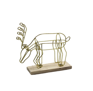 Diseño de lujo de hierro y madera Precioso Reno decorativo con base Acabado de latón de gran tamaño para decoración del hogar - Product Image 2