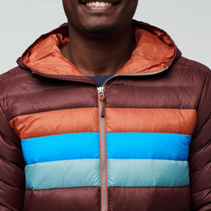 Men's Hooded Color Blocking Puffer Jacket Windproof Casual Winter <b>Coat</b> with Zipper Closure and Polyester Filling - Product Image 5