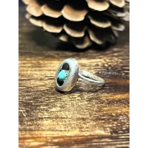 Anillo Kingman de Plata de Ley con Turquesa y Caja de Sombra, Joyería Fina Geométrica Hecha a Mano en Navajo - Product Image 4