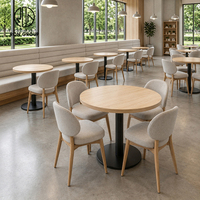 Chaises de banquettes commerciales en tissu rembourré avec base en bois massif et métal pour café, directement de l'usine Ron Group