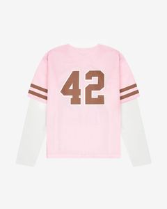 T-shirt de sport respirant sur mesure, grande taille, coupe ample, en maille superposée, style maillot de football, avec col côtelé et manches longues - Product Image 2