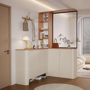 Meuble d'entrée personnalisé avec écran de séparation d'angle, armoire à chaussures intégrée, meuble d'appoint pour canapé de salon, meuble à vin en forme de L - Product Image 1