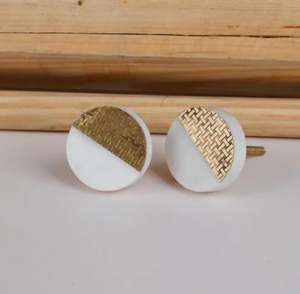 Artisan Craft Polished Nautical <b>White</b> Marble <b>Door</b> <b>Knobs</b> Brass Accented Eco-Friendly Souvenir Durable Luxury Cabinet Hardware - Product Image 3