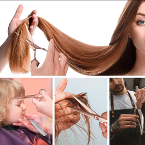 Ciseaux de coiffeur en or rose de 5.5 pouces avec repose-doigt Ciseaux de beauté de qualité industrielle avec pochette en cuir - Product Image 4