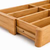 Organisateur de tiroir à couverts extensible en bambou, plateau à ustensiles réglable, boîte de rangement rectangulaire pour couverts de cuisine