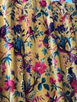 Rideau en velours style vintage, imprimé oiseau de paradis jaune moutarde, taille personnalisée, velours de coton de haute qualité pour votre décoration intérieure