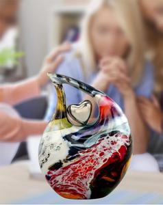 Urna de cremación para adultos, remolino colorido, diseño de corazón en forma de lágrima, fabricante al por mayor, precio bajo, suministros funerarios, lágrima multicolor - Product Image 3