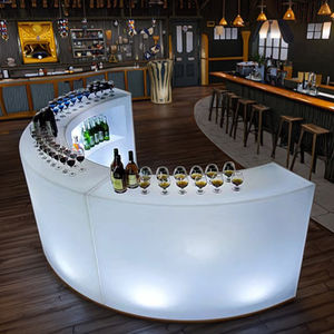 Balcão de <span class=keywords><strong>Bar</strong></span> Iluminado com Led RGB, Móvel Portátil de Plástico Branco para Festas ao Ar Livre para Boate, Café, KTV, Lounge, Venda por Atacado - Product Image 1