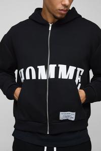 Vente en gros Fabricant de sweats à capuche couleur noire avec fermeture éclair surdimensionnée pour hommes, sweats à capuche en coton mélangé très demandés pour hommes - Product Image 3