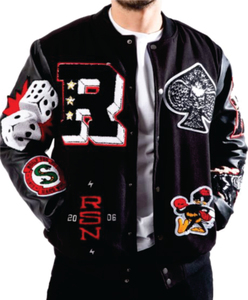 แจ็กเก็ตมันตราวิทยาลัยวิทยาลัยอเมริกันปกตั้งผ้าขนแกะปักโลโก้กำมะหยี่ - Product Image 3