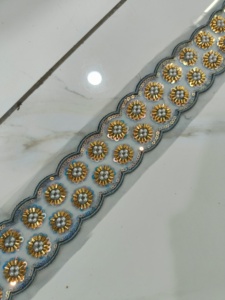 "ผ้าลูกไม้ลูกปัดคุณภาพสูงสำหรับชุดเดรสลูกไม้ปักลายหรูหราพร้อมเลื่อมและลูกปัดสำหรับชุดแต่งงานตอนเย็น - Product Image 2