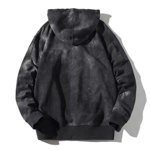 Thermal Acid Washed Sweat Hoodie With Long Drawstring Men 100% Cotton Fleece Breathable Men Hoodie Customized Packing OEM - Product Image 3