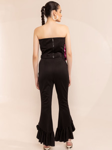 เสื้อเกาะอกสไตล์อินเดียพิมพ์ลายดอกไม้สีดำสวยงามสีชมพูแวววาวเสื้อทอลำลองคุณภาพสูงพร้อมกระดุมตกแต่ง - Product Image 4