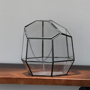 Top vente noir enduit verre clair géométrique Terrarium décoration de table maison bureau jardin décoratif parfum naturel - Product Image 2