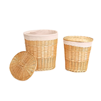 Panier à linge multifonctionnel en rotin naturel tressé à la main, écologique, avec couvercle, pour le rangement des vêtements, des jouets, organisation de la maison
