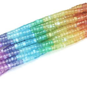 Perles de pierre de lune arc-en-ciel naturelle, forme de pneu lisse, Heishi, 5-6 mm, 15 pouces, pierre de lune arc-en-ciel, forme de roue lisse, perles en gros - Product Image 4