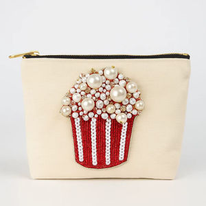 Custom Logo Handmade Vintage Embroidered Zipper Beaded Nylon Fabric Women's <b>Coin</b> <b>Purse</b> Popcorn Stylish Small Holiday Souvenir - Product Image 1