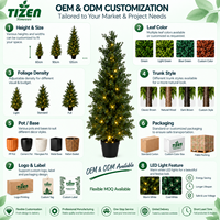 Arbre de cèdre artificiel de 90 cm avec éclairage LED, plante artificielle en pot, matériau PE résistant aux UV, pour l'intérieur, l'extérieur, la maison, le jardin, la terrasse