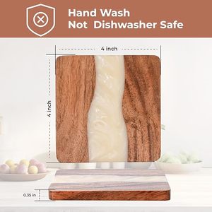 Sous-verre en résine de bois poli, style bohème, fait à la main, écologique, de haute qualité pour les boissons chaudes/froides - Product Image 4