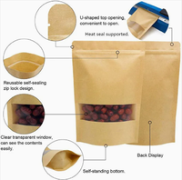 Sacs en papier kraft refermables avec fermeture éclair, personnalisés, imprimés, de haute qualité, classiques, en matériaux recyclés, pour l'emballage alimentaire