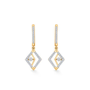 Pendientes Cuadrados de Oro y Diamantes para Mujer - Aros y Pendientes Tipo Huggies de Moda - Product Image 2